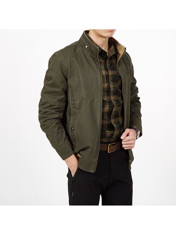 Men wearing double-sided jackets, all cotton casual middle-aged double-sided jackets, cross-border jackets, oversized tops