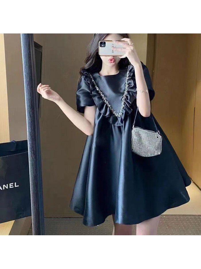 Fashionable French Loose Fit Dress with Versatile Temperament, Fat Sister Dress, Female Student Large Fashionable French Loose Fit Dress with Versatile Temperament, Fat Sister Dress, Female Student Large