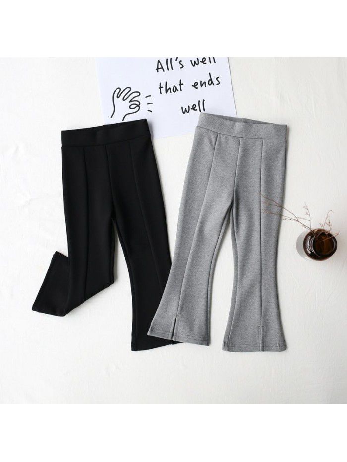 Westernized girls' bell bottoms for spring wear, new baby outerwear slit pants, children's fishtail pants 