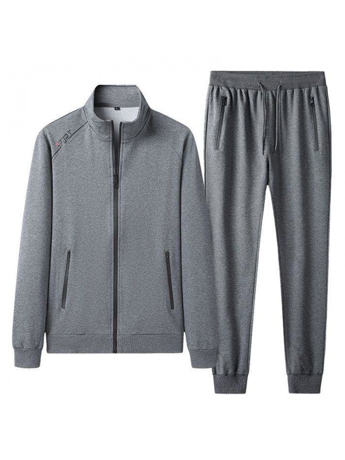 New Men's Casual Sports Set Cotton Cardigan Sweater Pants Two Piece Fashion Fashion Comfortable Men's Wear 