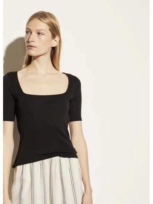Women's T-shirt Cotton Style Commuter Square Neck ...