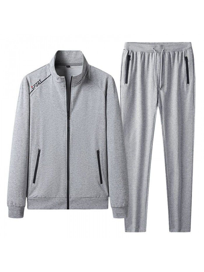 New Men's Casual Sports Set Cotton Cardigan Sweater Pants Two Piece Fashion Fashion Comfortable Men's Wear 