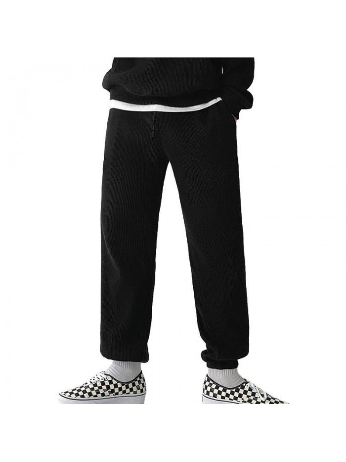 Men's autumn and winter sports set, men's European and American trendy brand plush hooded sweater, fashionable and versatile casual pants 