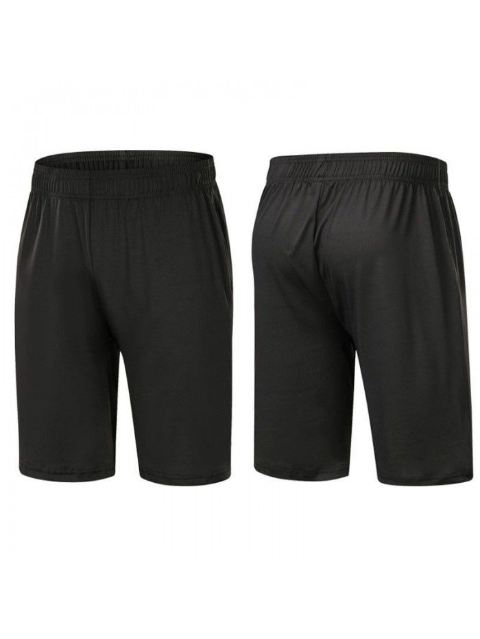Sports shorts Men's summer capris Running fitness training Over-knee loose large size fast dry high elastic basketball pants 
