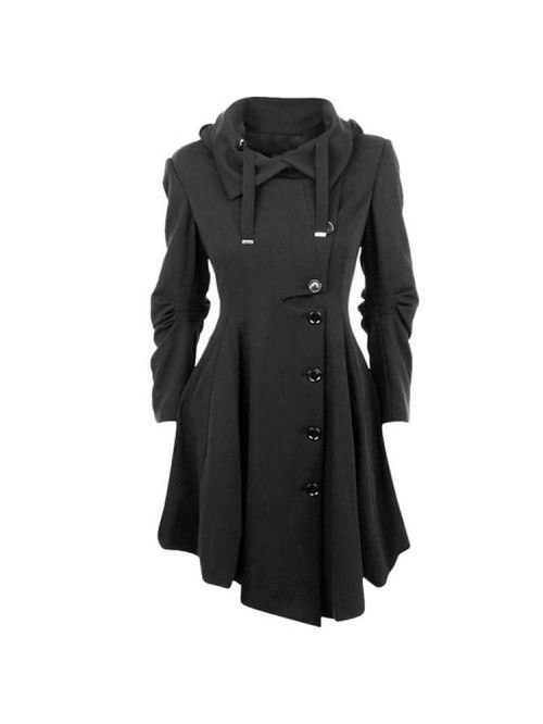Irregular hem double-sided woolen coat windbreaker...