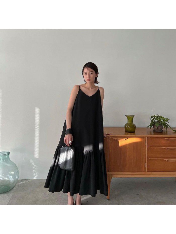 Strap Dress Xia Xiaozhong Design Women's All Cotton Doll Skirt with Bra Dress 