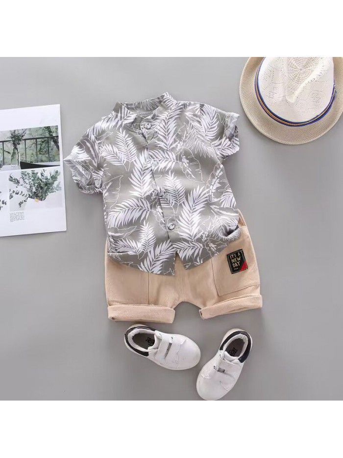 Summer New Boys, Infants, and Babies Set Shirts, Casual Short Sleeve Set, Two Piece Set Fashion 