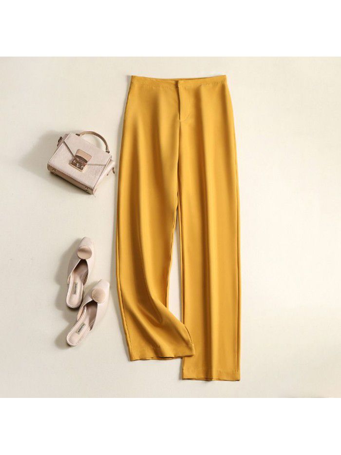 Spring and Summer New Suit Material Wide Leg Pants Women's High Waist Casual Drop Feel Pants Fashion Drop Feel Suit Pants 