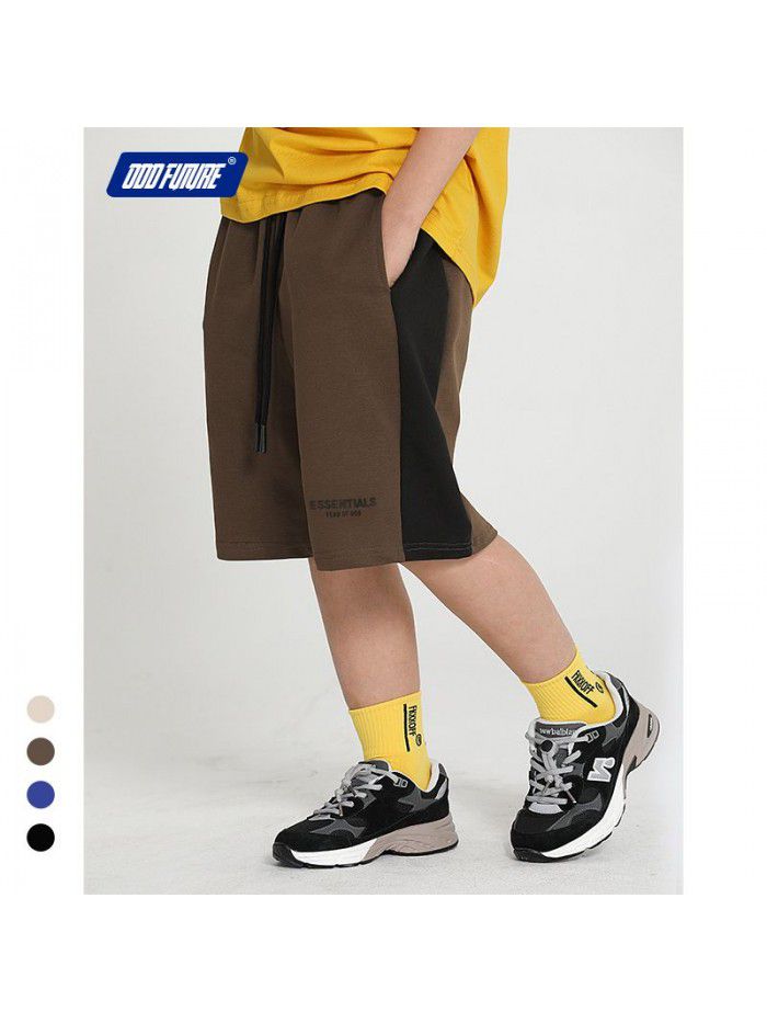 Children's three-dimensional new double thread cotton sports pants Boys' five-point pants Street trend 