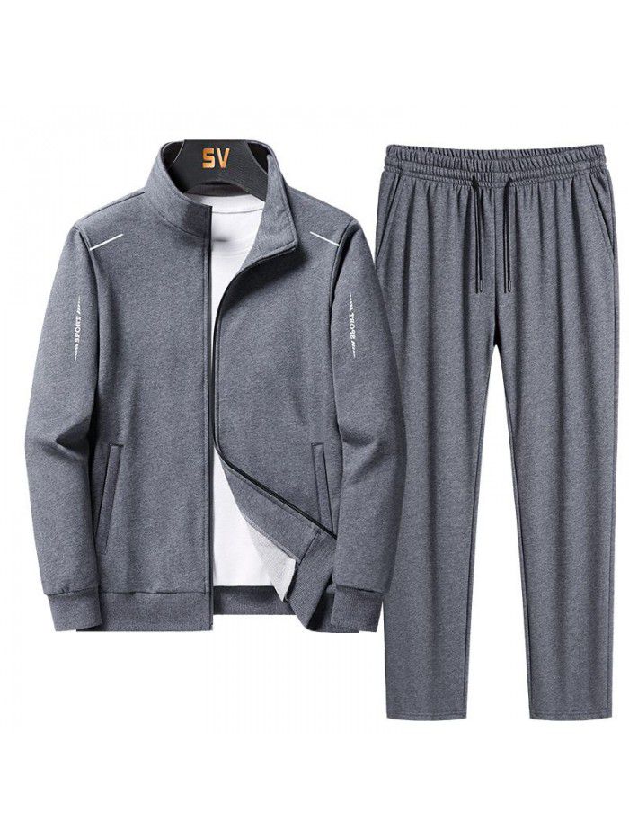 Sports Set Spring and Autumn Season Men's Loose Large Casual Coat Sportswear Two Piece Set 