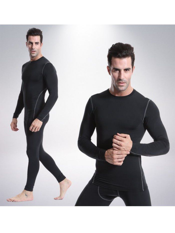 Sports tight-fitting long-sleeved quick-drying training fitness suit men's high elastic compression basketball top football running 