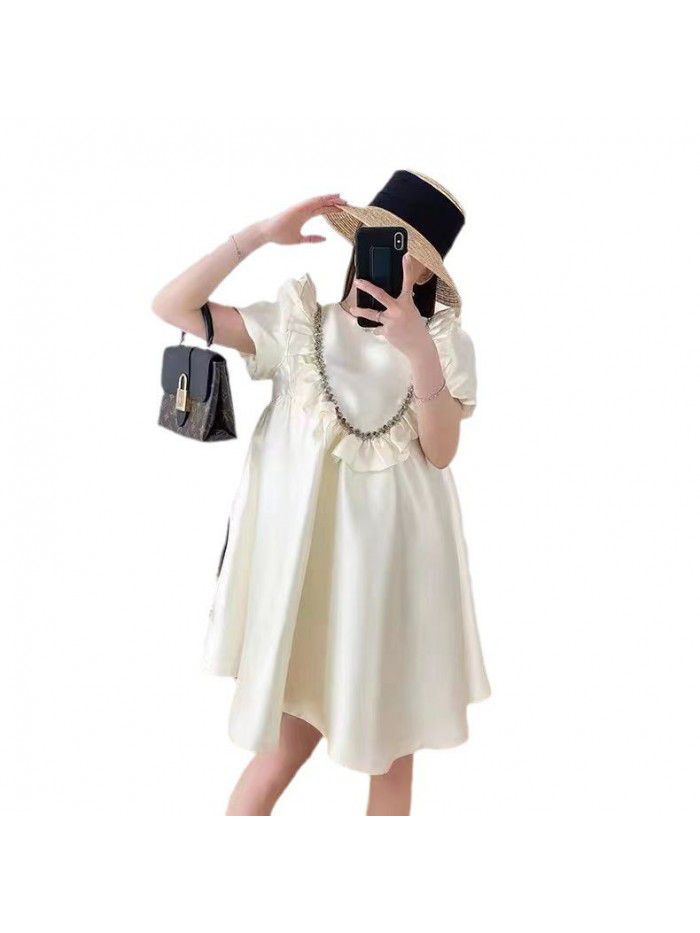 Fashionable French Loose Fit Dress with Versatile Temperament, Fat Sister Dress, Female Student Large Fashionable French Loose Fit Dress with Versatile Temperament, Fat Sister Dress, Female Student Large