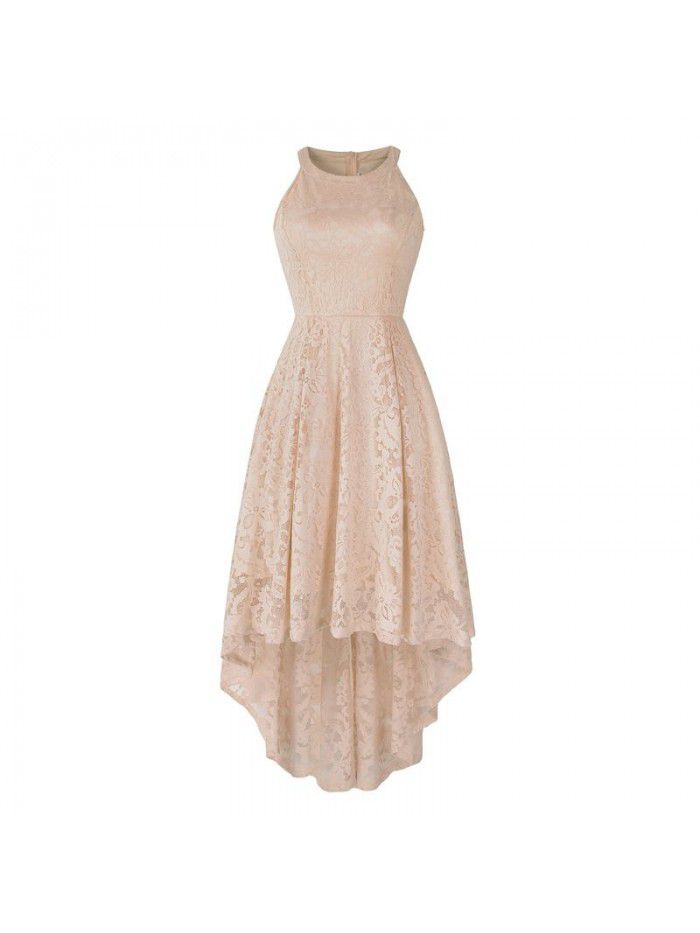 New popular women's summer neckline sleeveless cocktail swing lace dress 