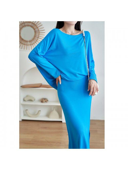 Loose body covering and slimming bat sleeve T-shir...