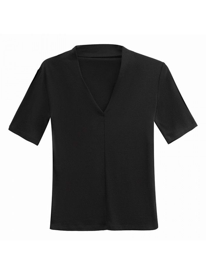 Summer Women's New Western Style Cotton V-neck Short Sleeve Short Sleeve Slim Fit Top T-shirt for Women 