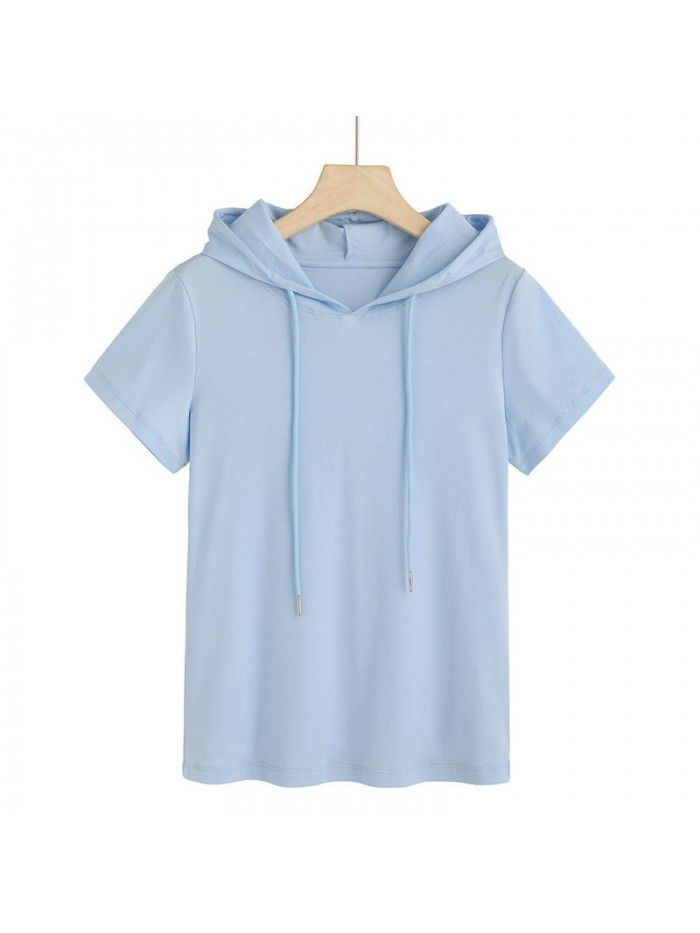Silk Cotton T-shirt Women's Fashion Korean Hooded Super Hot New Style 