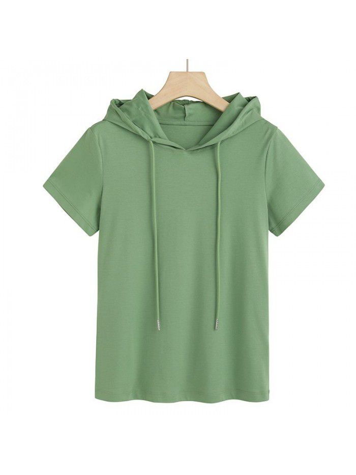 Silk Cotton T-shirt Women's Fashion Korean Hooded Super Hot New Style 