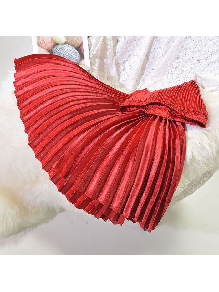 Pleated skirt, half length skirt, autumn and winter new high waisted retro fashion, half length skirt, women's winter 