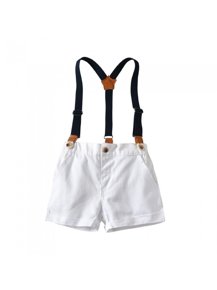 Children's Set Boys' Short Sleeve T-shirt Gentlemen's Wear Backbelt Two Piece Children's Clothing 