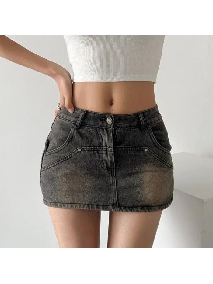 Spicy Girl Retro High Waist Slim and Anti Shining Wrap Hip Short Skirt Women's Summer Leg Show Long Skirt Pants Denim Half Skirt 