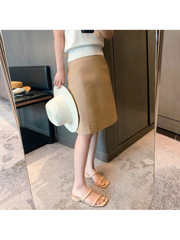 Summer High Waist A-line Half Skirt Commuting Solid Cotton White Half Body Short Skirt Korean Commuting Style 