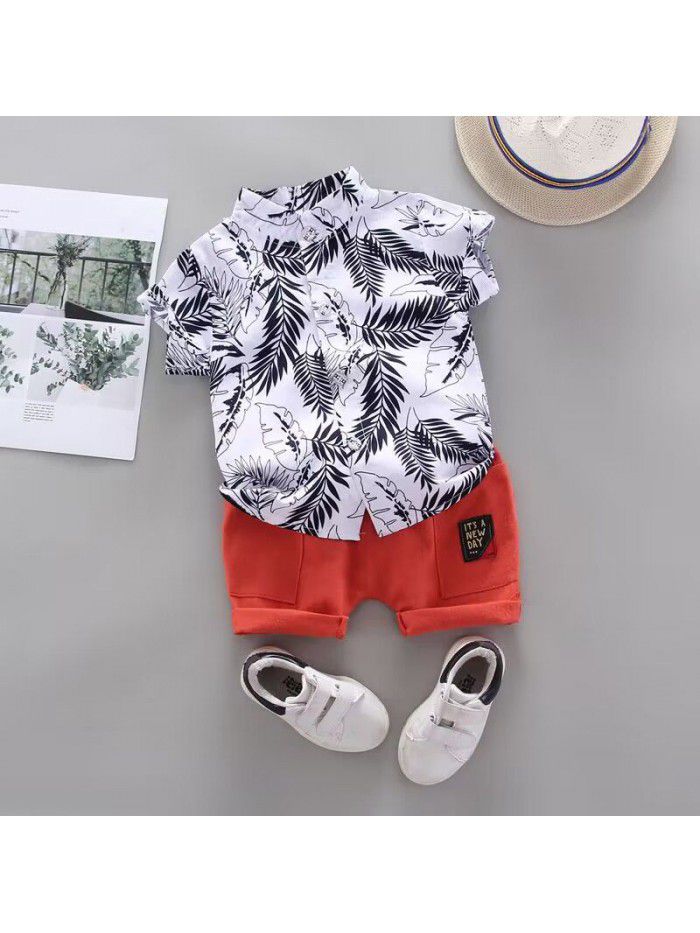 Summer New Boys, Infants, and Babies Set Shirts, Casual Short Sleeve Set, Two Piece Set Fashion 