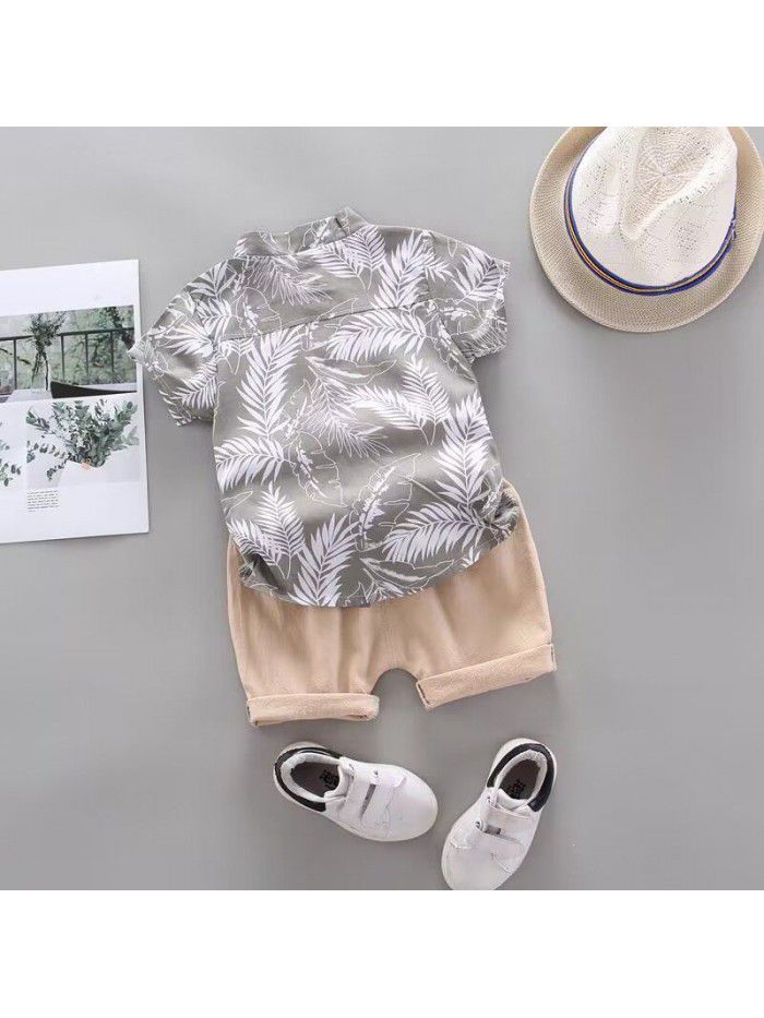Summer New Boys, Infants, and Babies Set Shirts, Casual Short Sleeve Set, Two Piece Set Fashion 