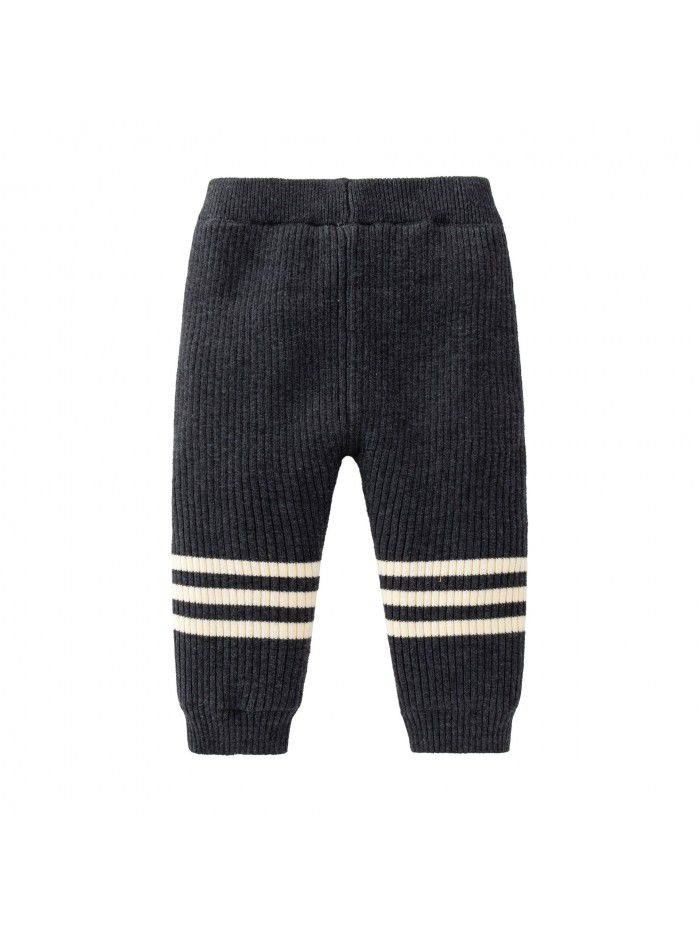 Autumn New Bottom Pants Dark Grey Versatile Girls' Knitted Pit Strips Casual Bottom Pants 