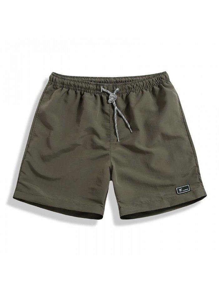 Summer Candy Shorts Capris Men's Beach Pants Elastic Waist Drawstring Loose Straight Leg Shorts 