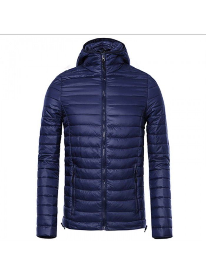 Lightweight hooded cotton jacket for men, European and American casual short cotton jacket