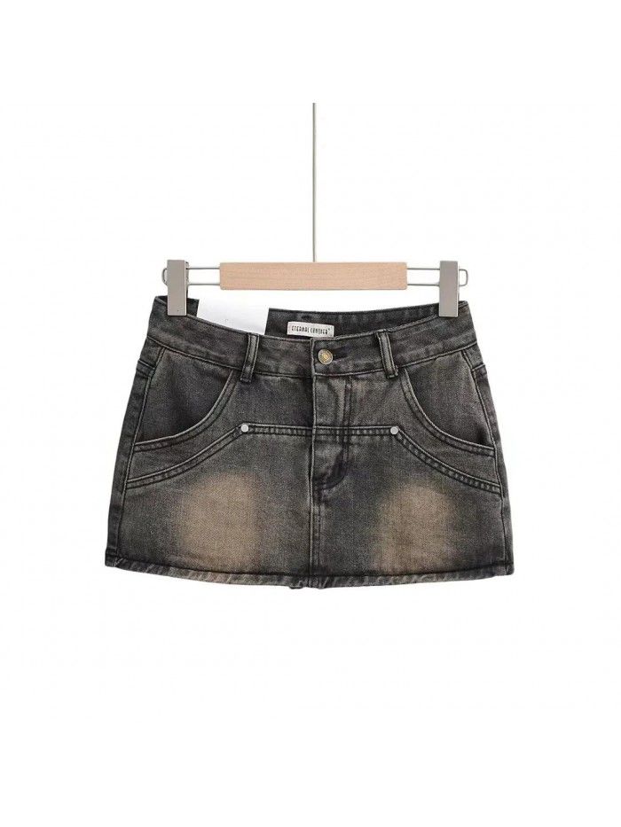 Spicy Girl Retro High Waist Slim and Anti Shining Wrap Hip Short Skirt Women's Summer Leg Show Long Skirt Pants Denim Half Skirt 