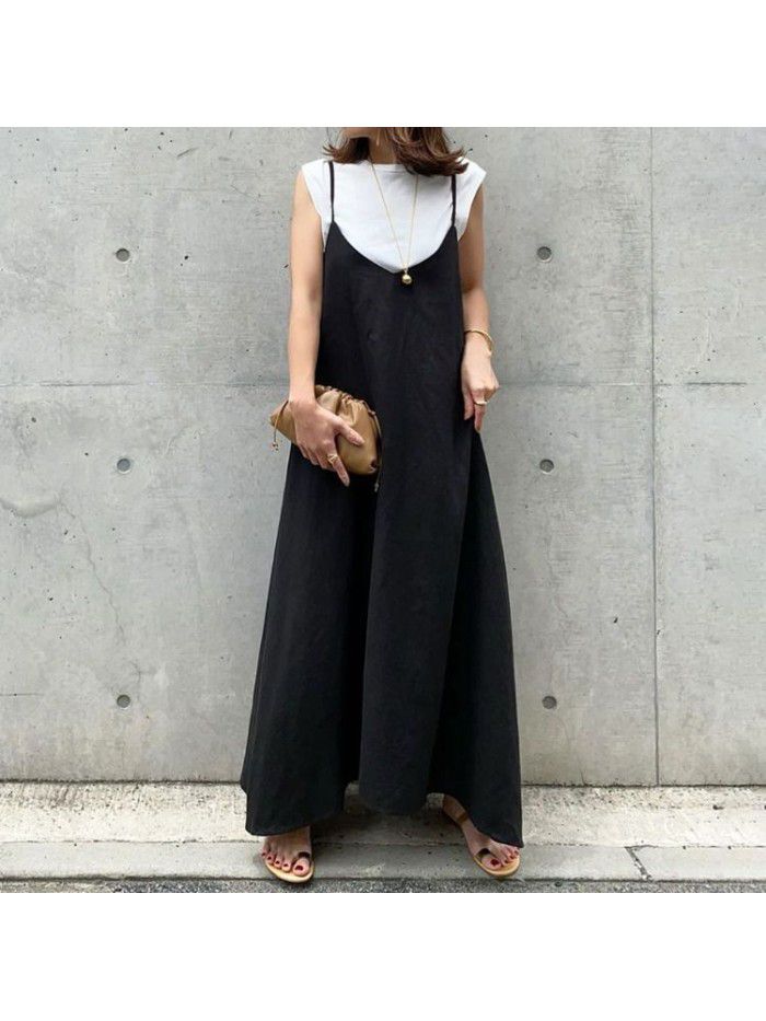 Spot Hanging Dress Korean Edition Women's Summer New Loose and Slim Casual Hanging Dress Long 