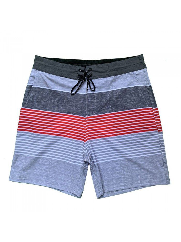 New Men's Elastic Surfing Beach Pants Sports Running Quick Dry Fitness Casual Style Five-point Shorts 