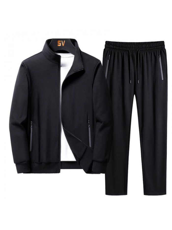 Sports Set Spring and Autumn Season Men's Loose Large Casual Coat Sportswear Two Piece Set 