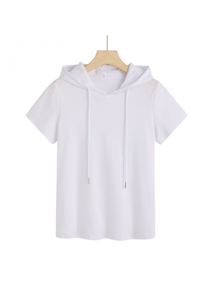 Silk Cotton T-shirt Women's Fashion Korean Hooded Super Hot New Style 