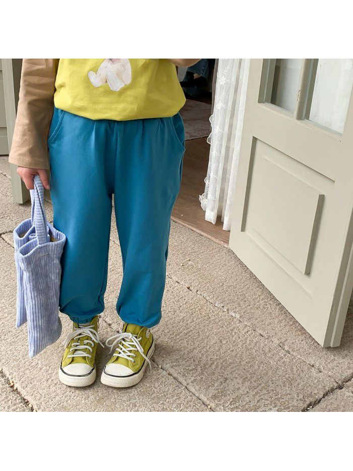 Children's Sports Pants Men's and Women's Cotton Casual Pants Spring New Children's Dress Feet Guard Pants Children's Dress Knitted Pants 