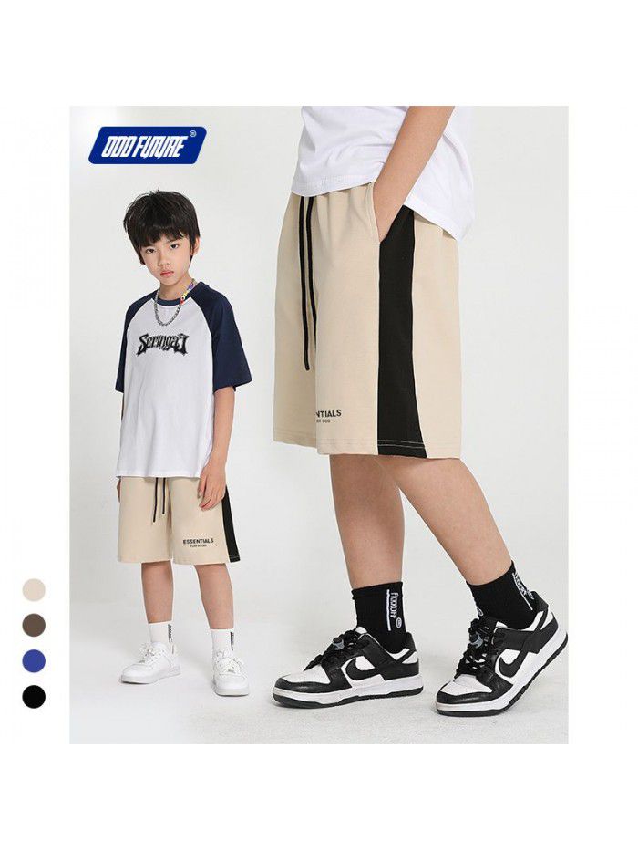 Children's three-dimensional new double thread cotton sports pants Boys' five-point pants Street trend 