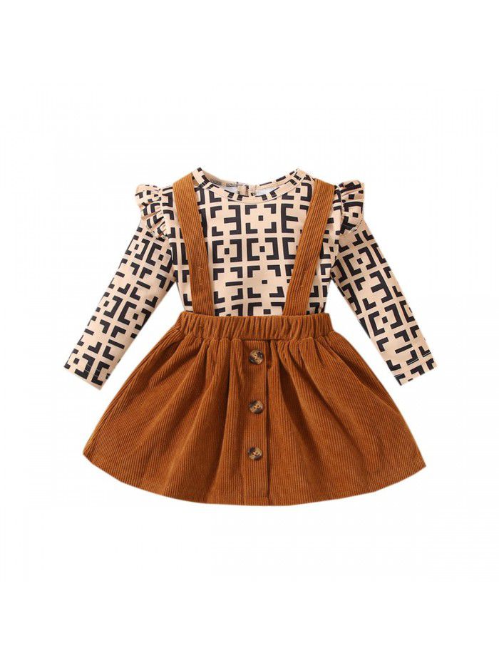 Baby Clothing Autumn New Long Sleeve Bodysuit Baby Strap Dress 