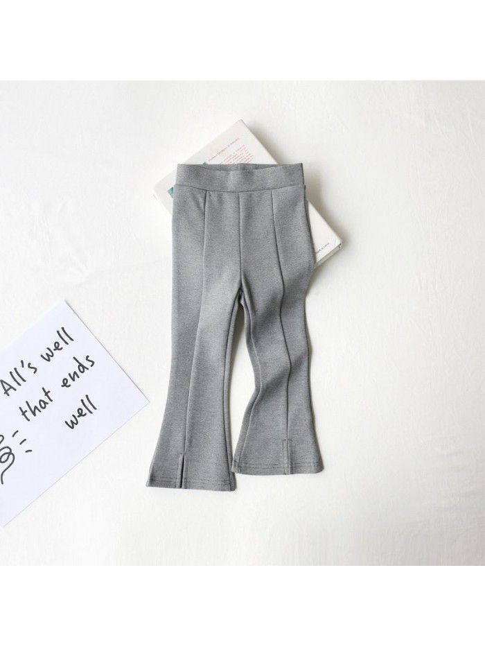 Westernized girls' bell bottoms for spring wear, new baby outerwear slit pants, children's fishtail pants 