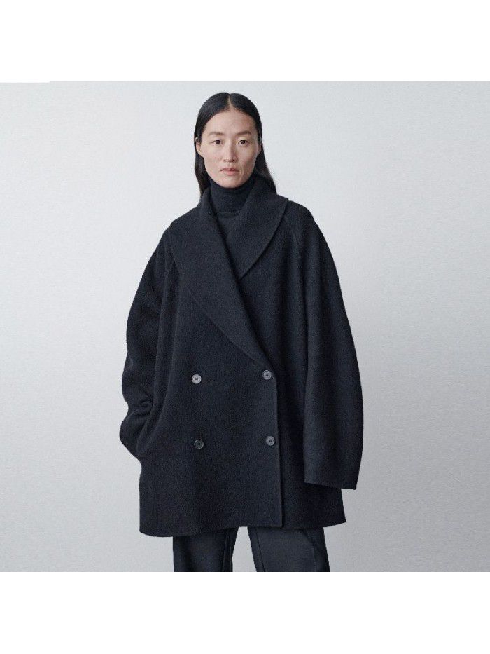 Autumn and winter new wool coat women's solid color double-sided woolen suit cashmere woolen coat