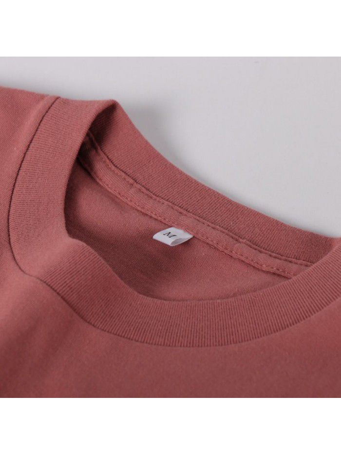 Cotton short sleeved T-shirt for men and women, solid white men's blank shirt trendy brand 