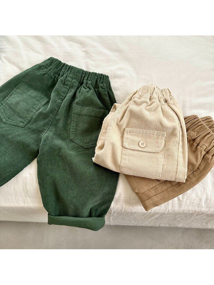 Children's Corduroy Pants Spring and Autumn New Baby Casual Pants Outwear Boys' Pants 
