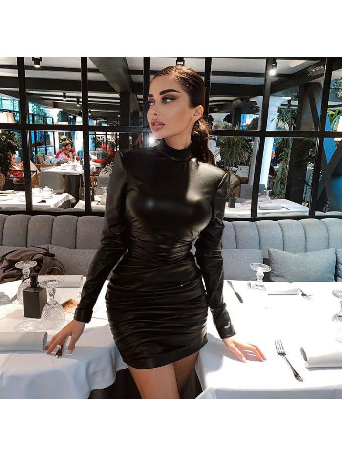 Women's Winter New Fashion Sexy Slim Fit Slim Ruffled Long Sleeve Dress 