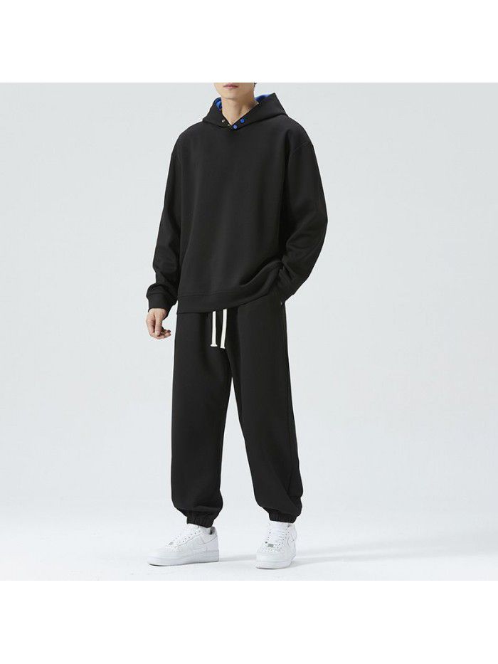 Set of men's autumn new casual sports long sleeved pants, two-piece set of trendy and handsome clothes 