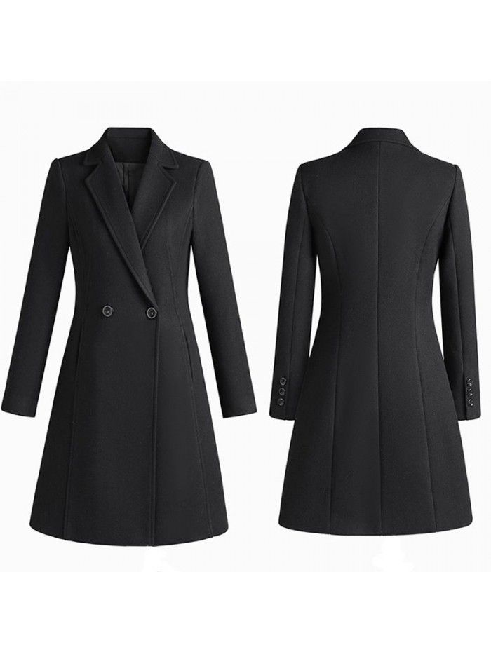 High end woolen coat, women's mid length winter thick cotton jacket, suit jacket