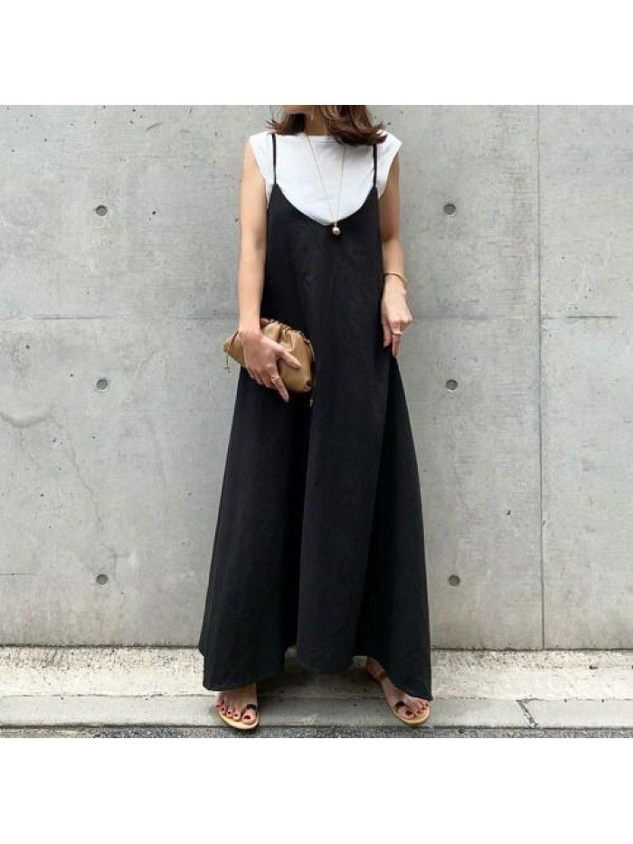 Spot Hanging Dress Korean Edition Women's Summer New Loose and Slim Casual Hanging Dress Long 