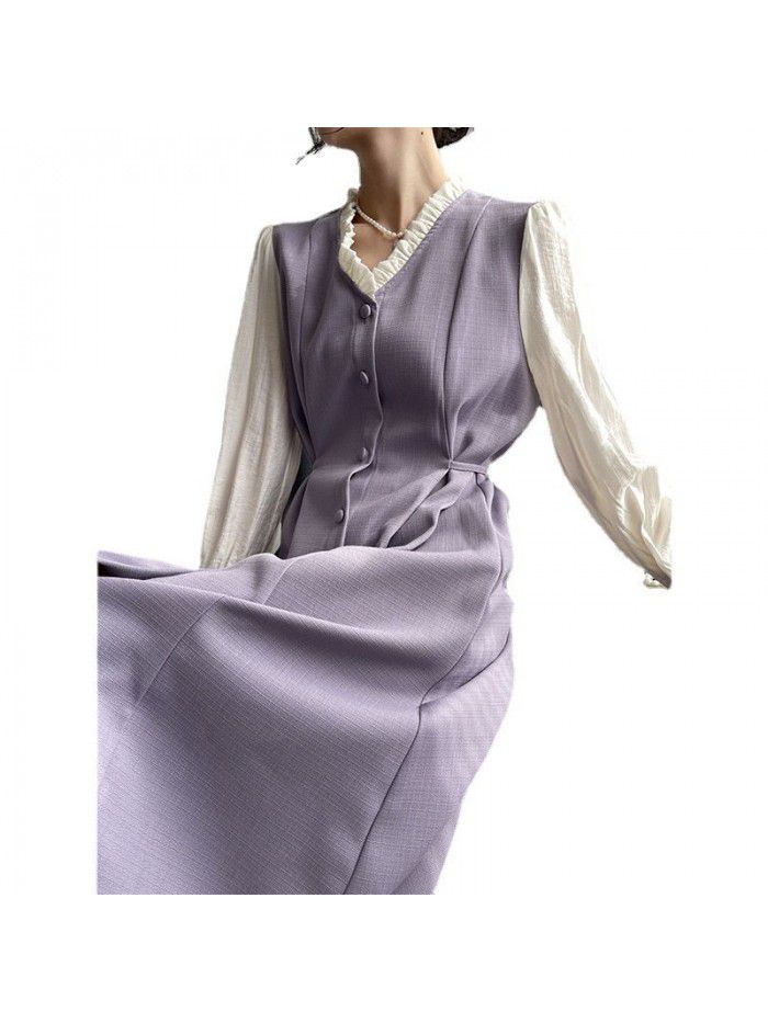 New French V-neck Dress for Women's Spring and Autumn High end Fashion Versatile Dress for Children 
