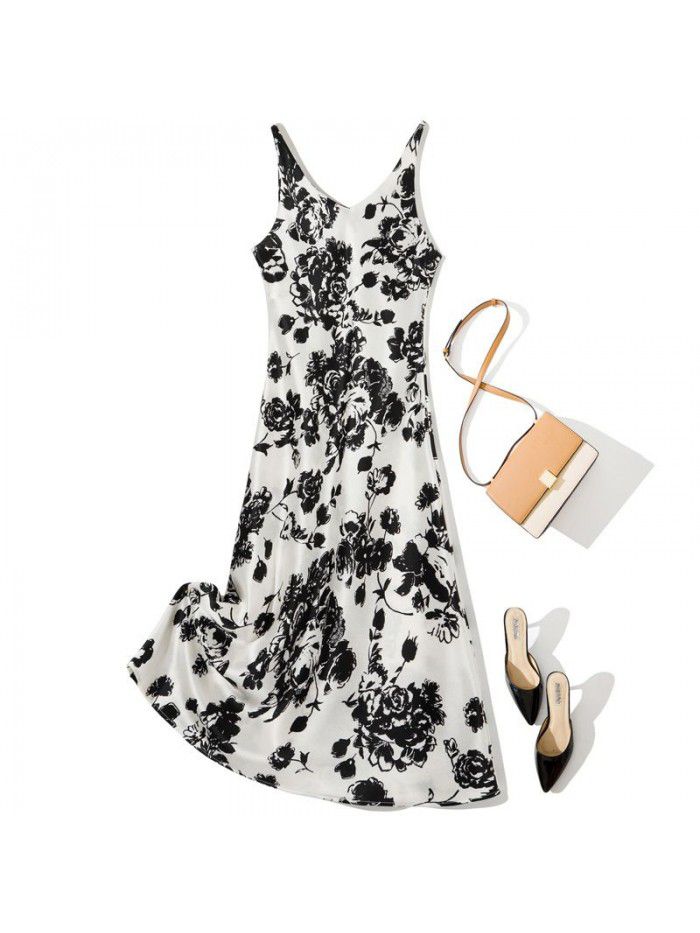 Autumn New Fashion Strap Printing Temperament Slim Fit Acetic Acid Women's Sleeveless Dress  Autumn New Fashion Strap Printing Temperament Slim Fit Acetic Acid Women's Sleeveless Dress