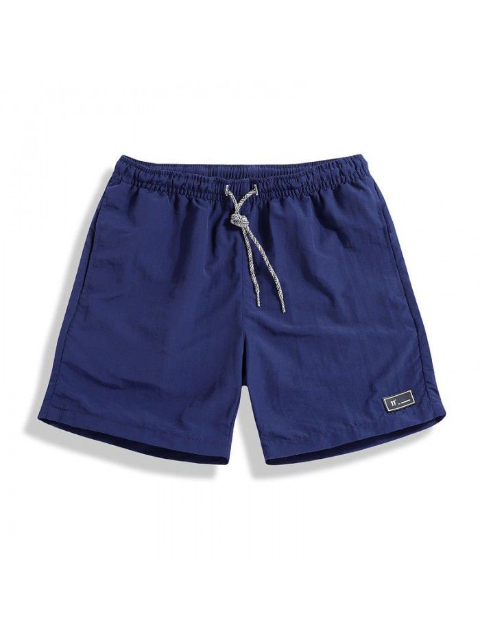 Summer Candy Shorts Capris Men's Beach Pants Elastic Waist Drawstring Loose Straight Leg Shorts 