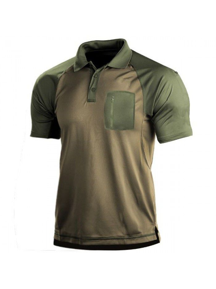 Men's T-shirt Summer Men's Outdoor Retro Contrast Color Tactics Polo Sports T-shirt Men's T-shirt Sports 